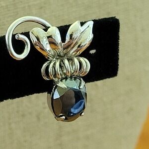 Vintage Sorrento Sterling Silver Black Onyx Thistle Screw Back Earrings
